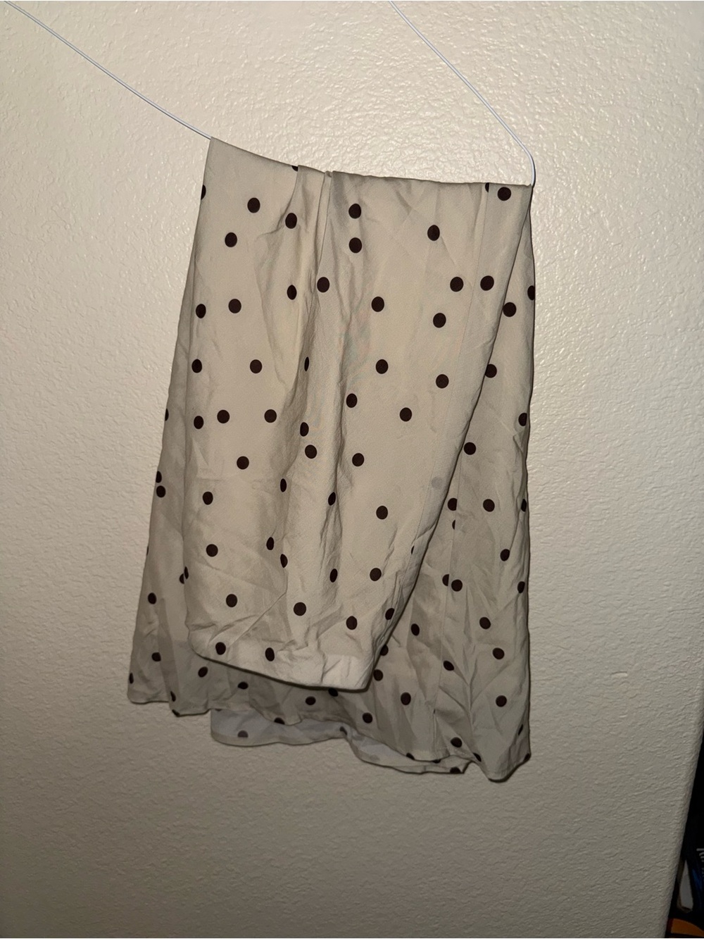 a new day Cream Maxi Skirt with Brown Polka Dots